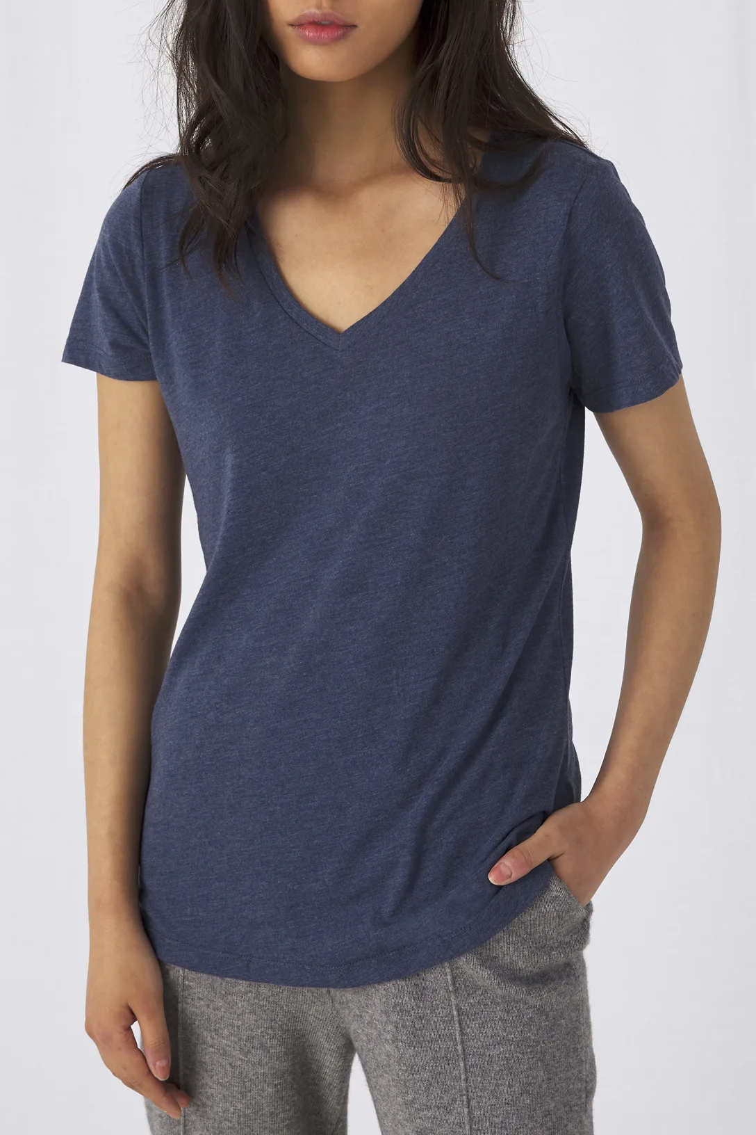 T-shirt Triblend col V Femme