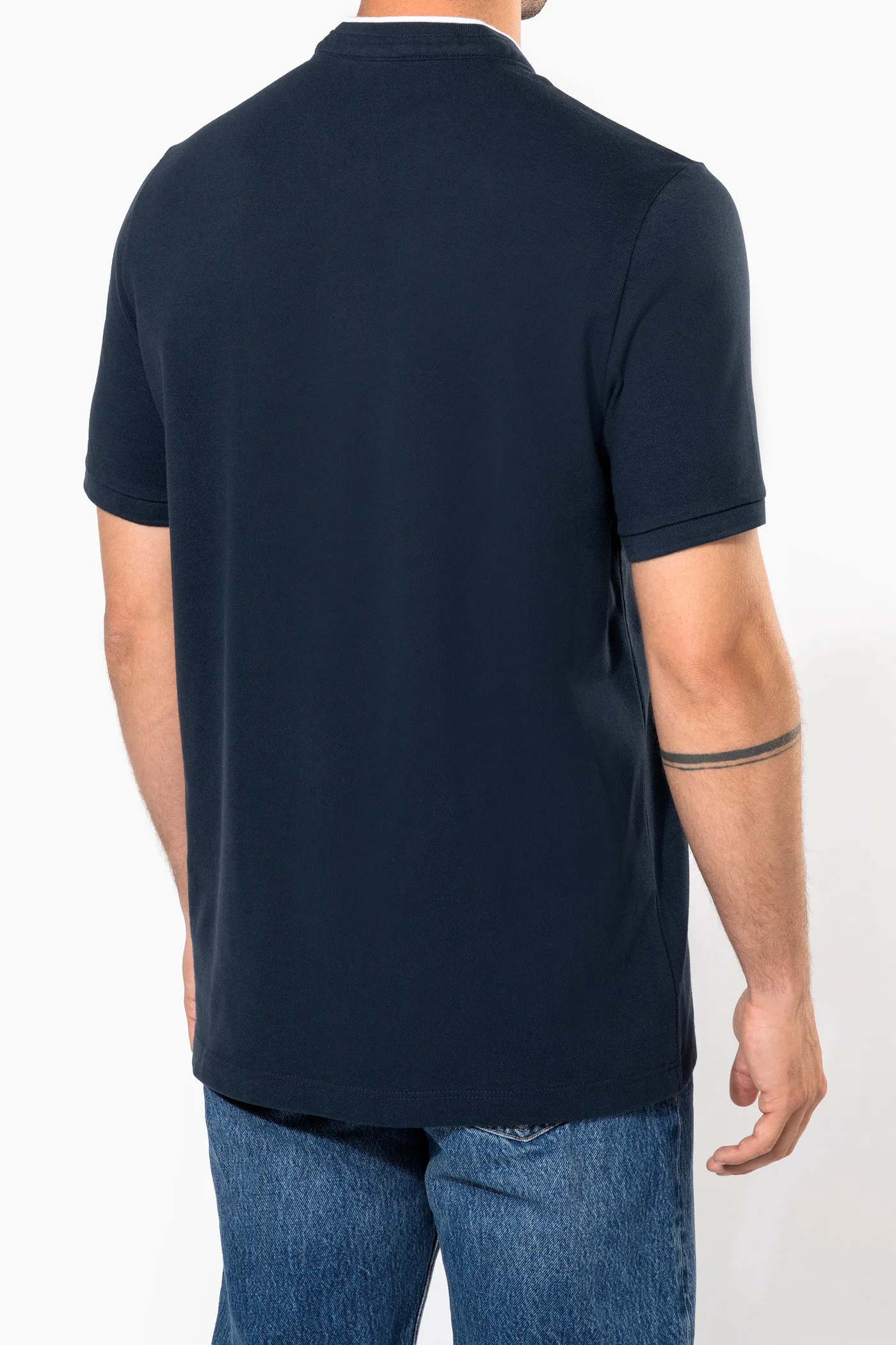Kurzarm-Polohemd für Herren mit Maokragen