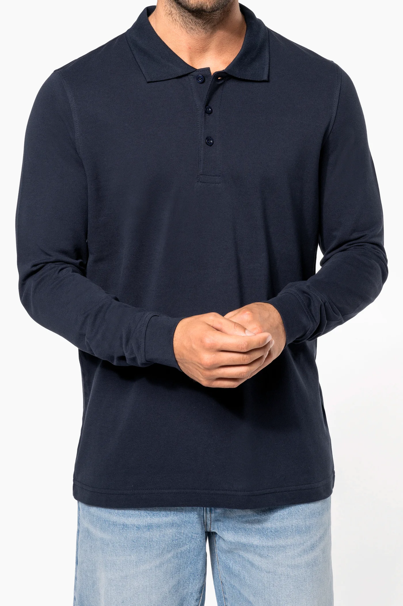 Polo piqué manches longues homme