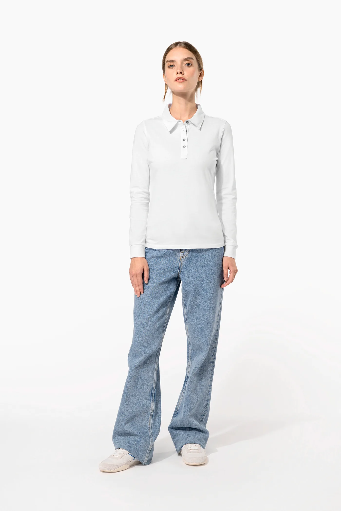 Langarm-Polohemd für Damen aus Jersey