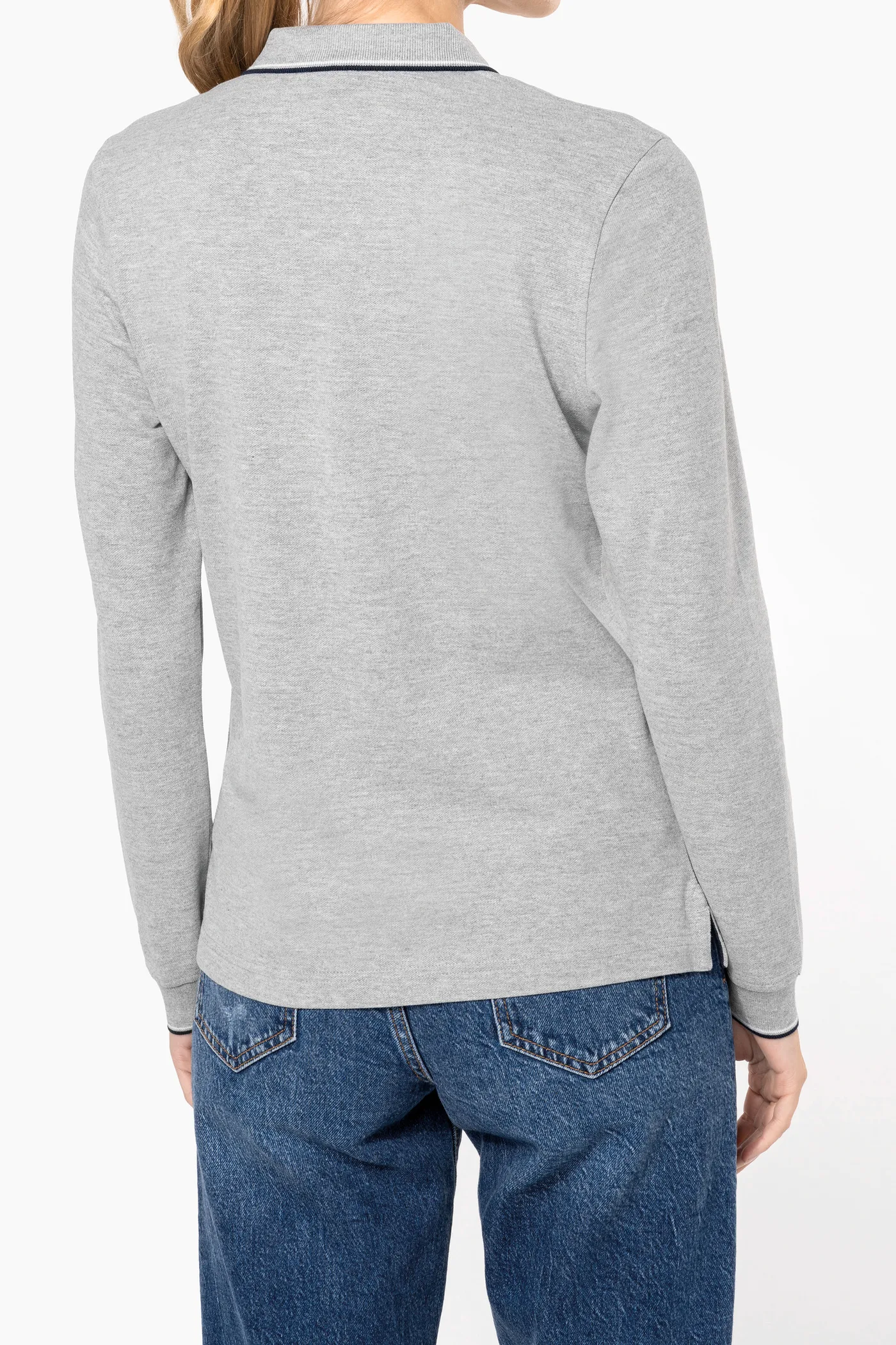Langarm-Polohemd aus Piqué für Damen