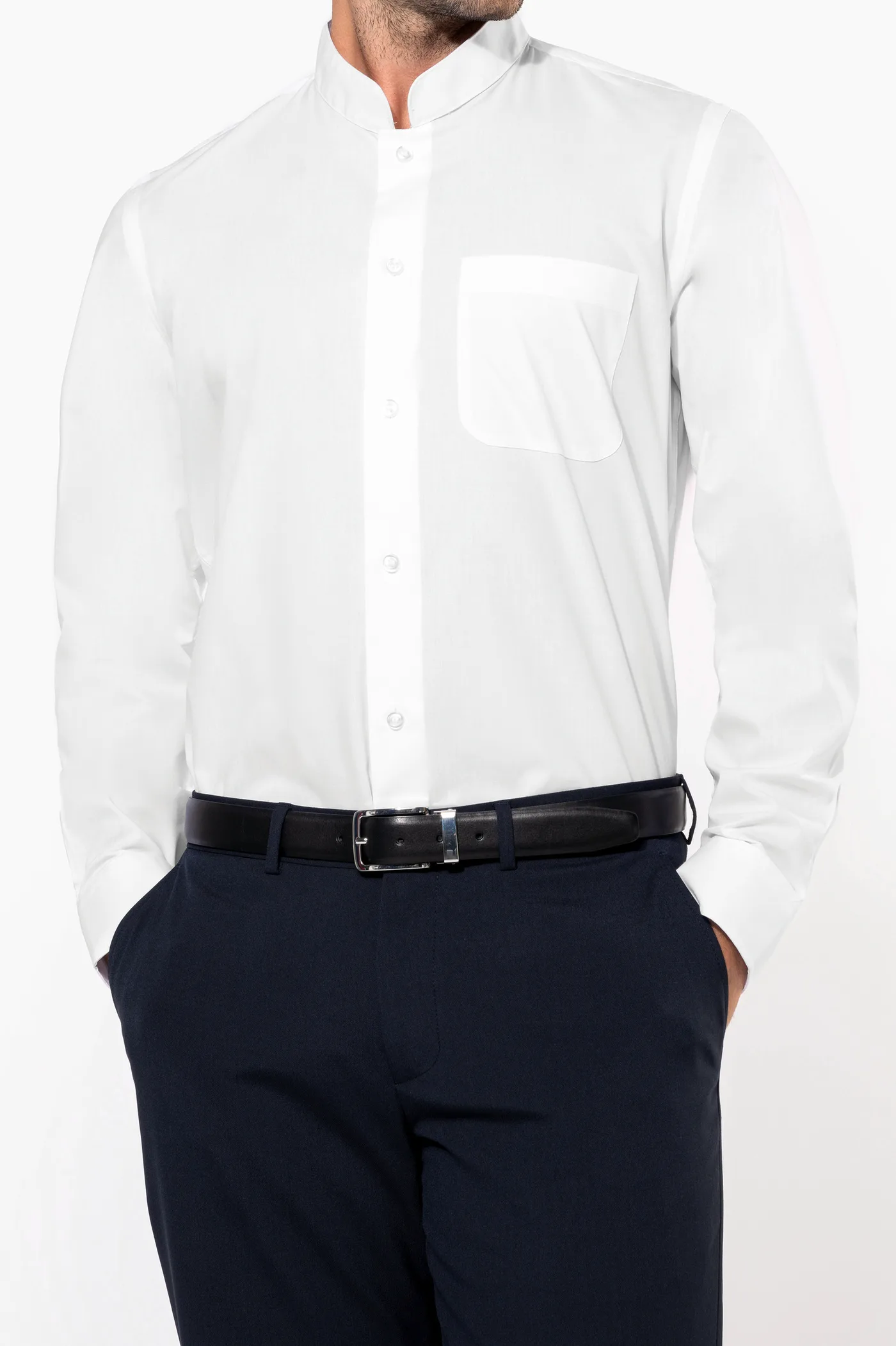 Chemise col mao manches longues