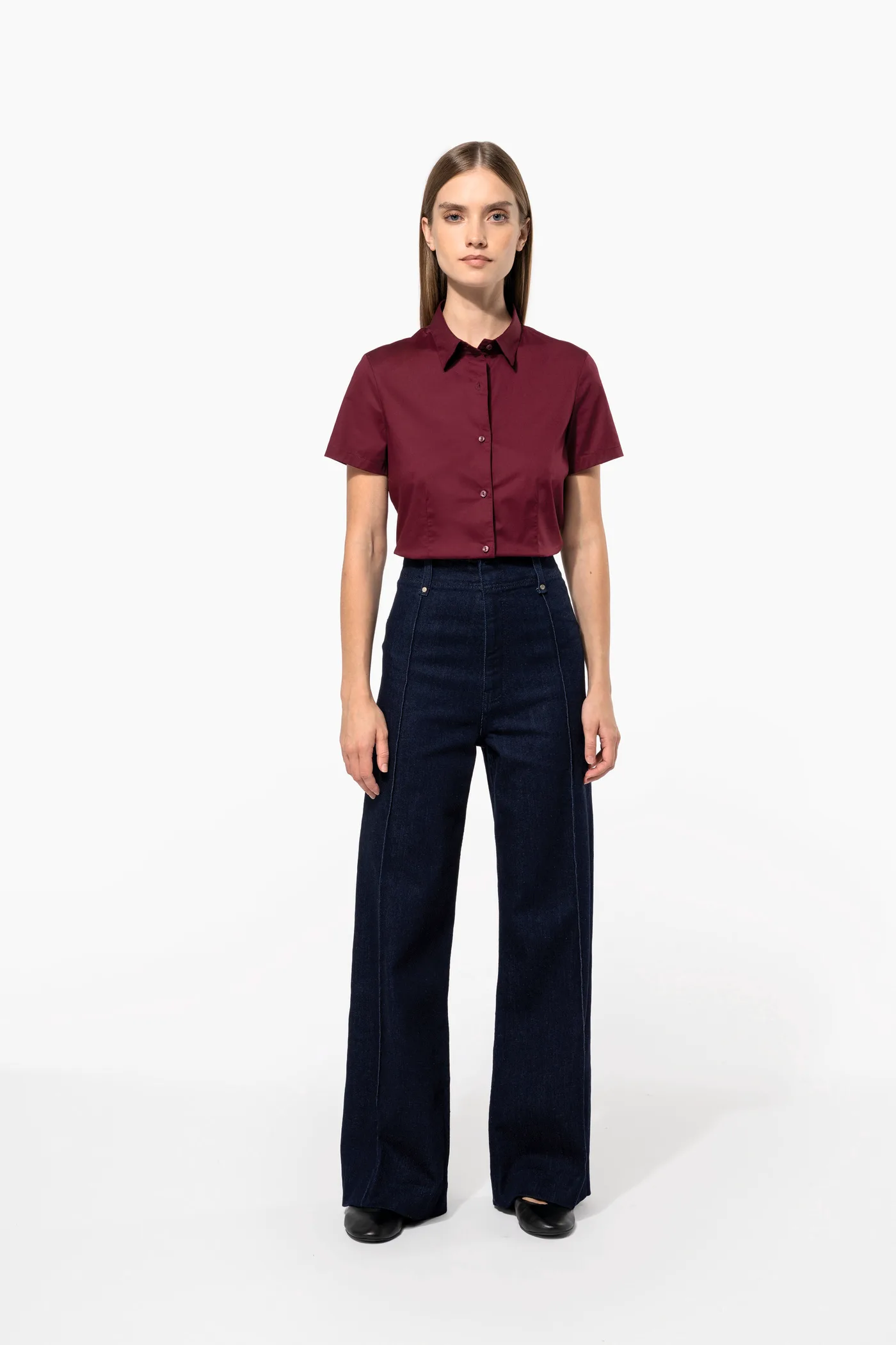Damen Stretchbluse Kurzarm
