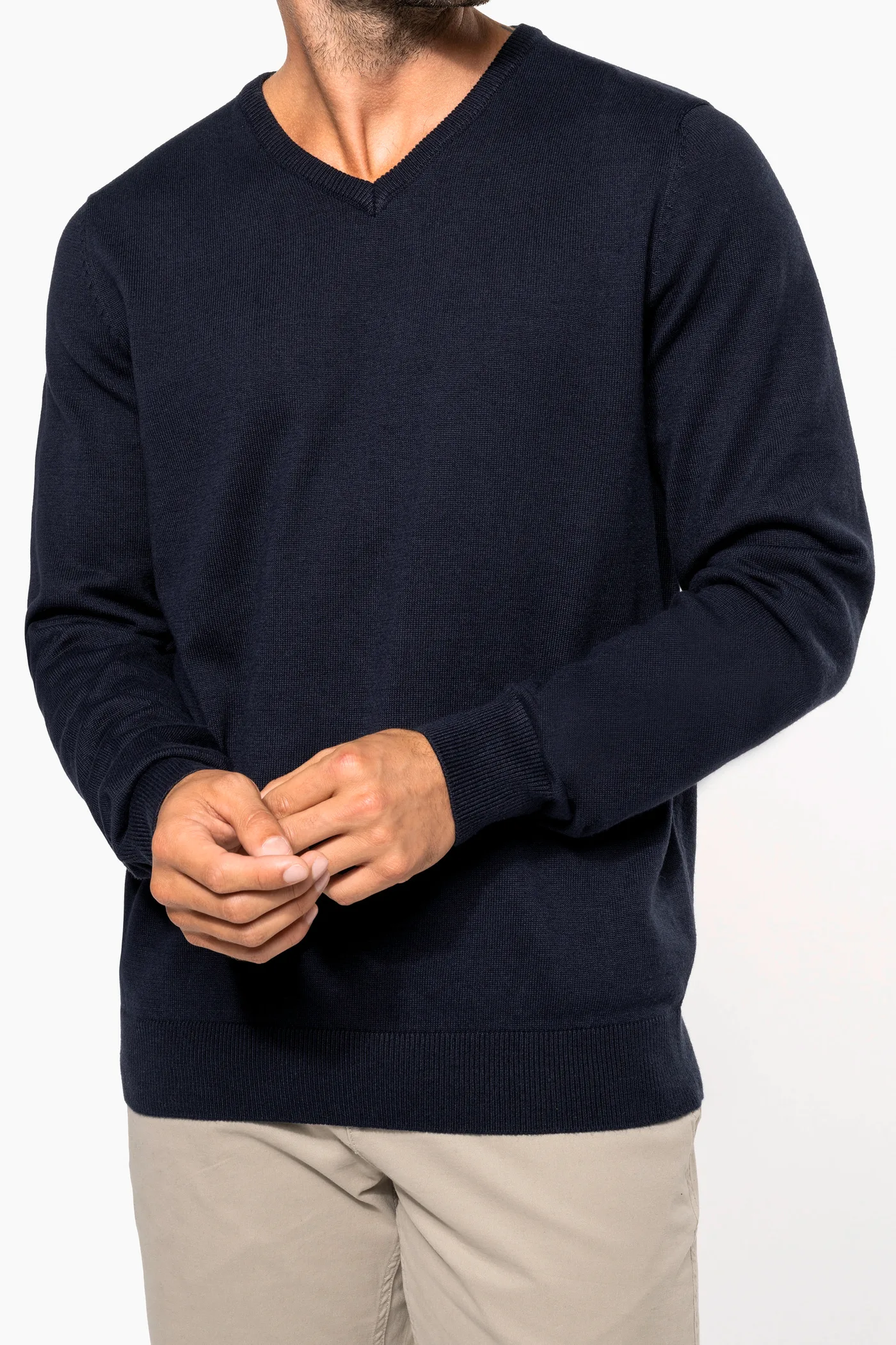 Pull col V homme