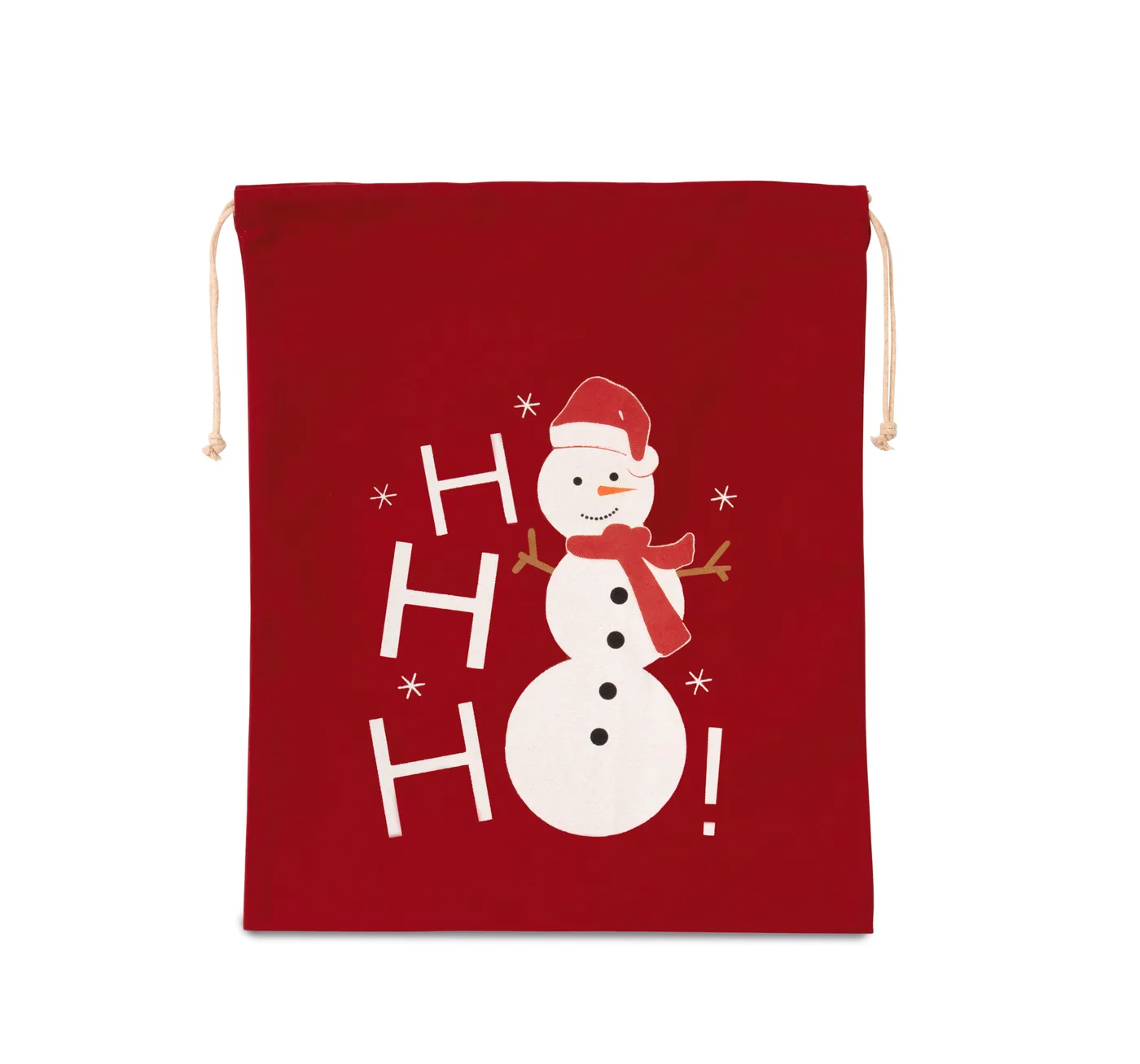 Baumwolltasche mit Kordelzug und Schneemannmotiv