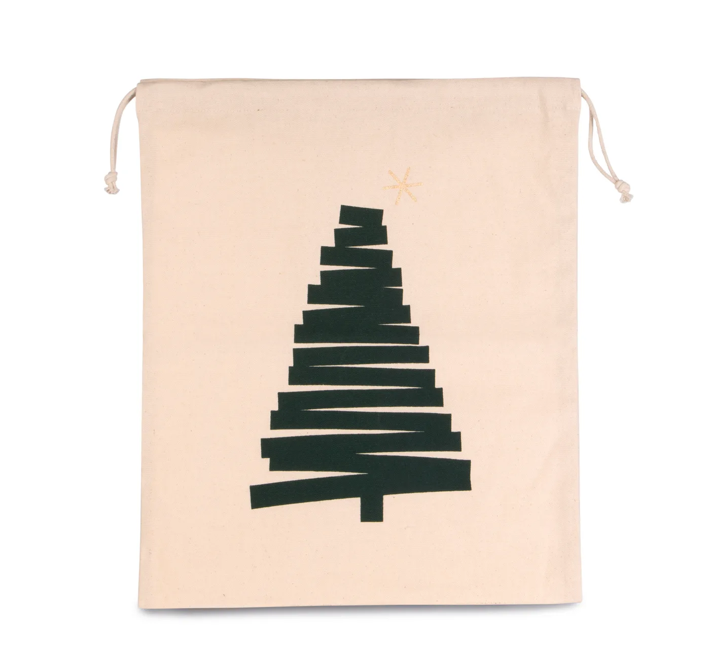 Baumwolltasche mit Kordelzug und Tannenbaummotiv