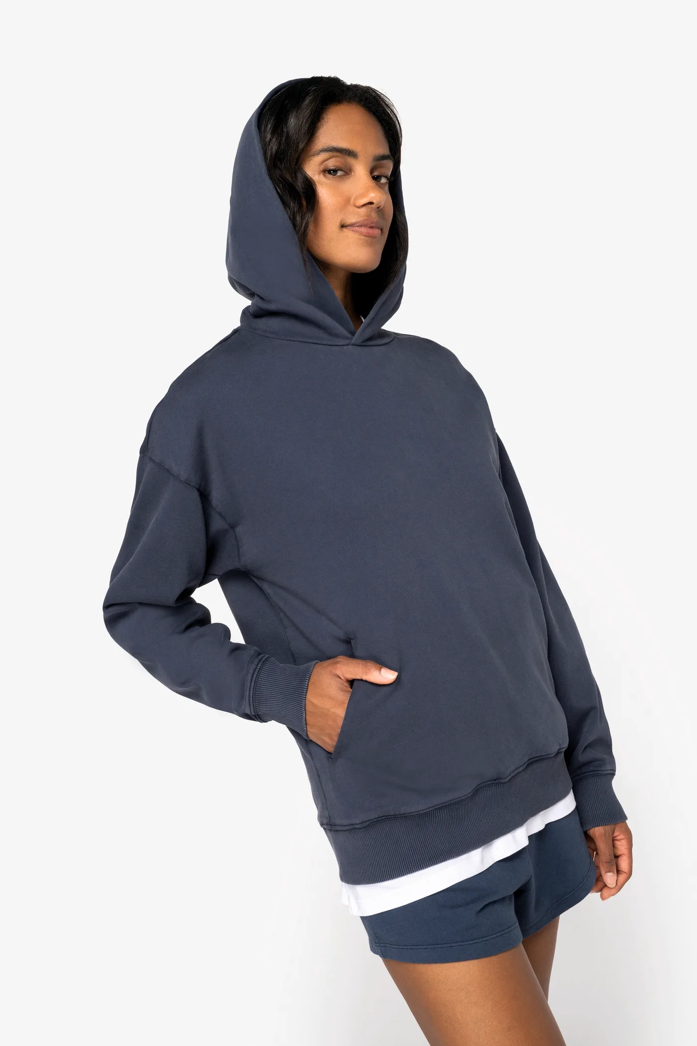 Sweat-shirt écoresponsable à capuche délavé oversize unisexe