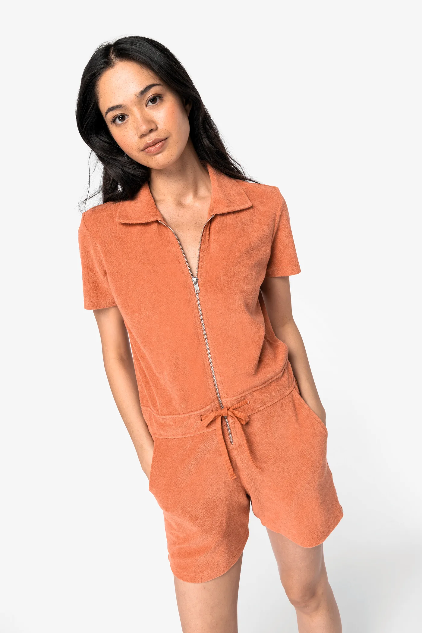 Umweltfreundliches Short-Jumpsuit aus Frottee für Damen