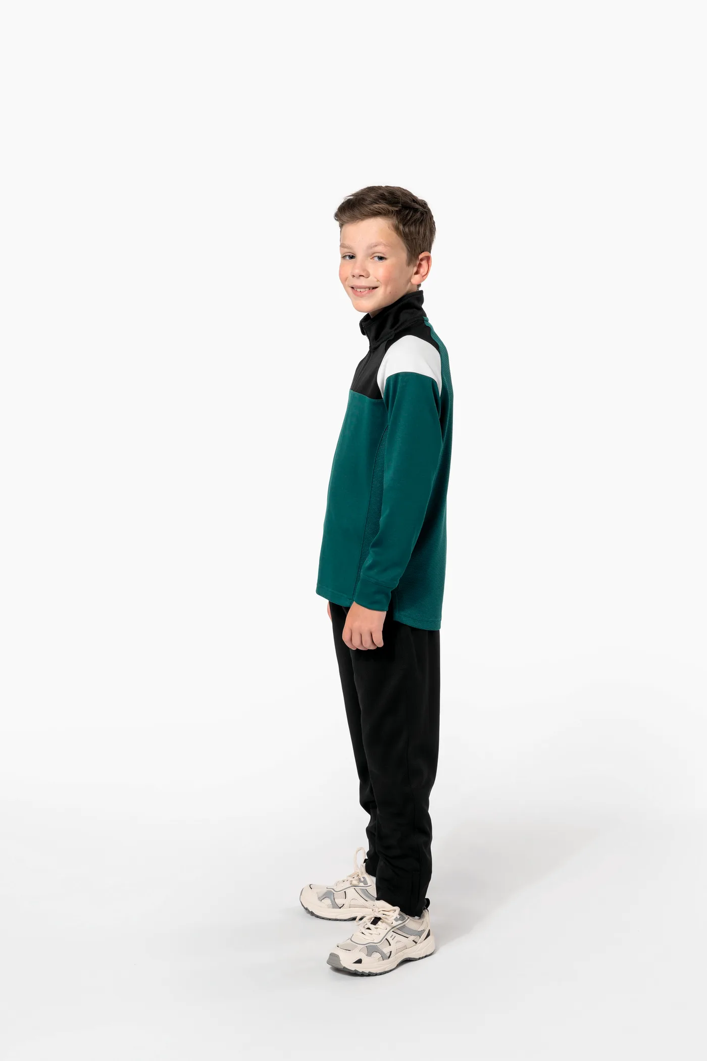 Kinder Trainings-Sweatshirt mit 1/4 Reißverschluss
