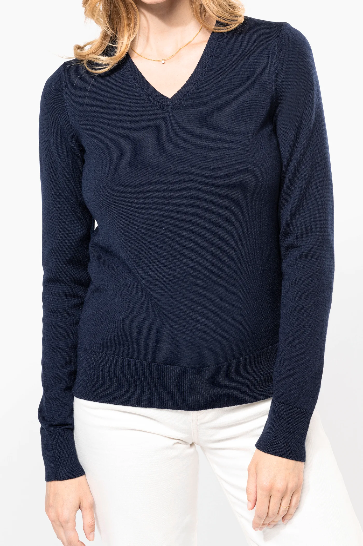 Pull Mérinos col V femme