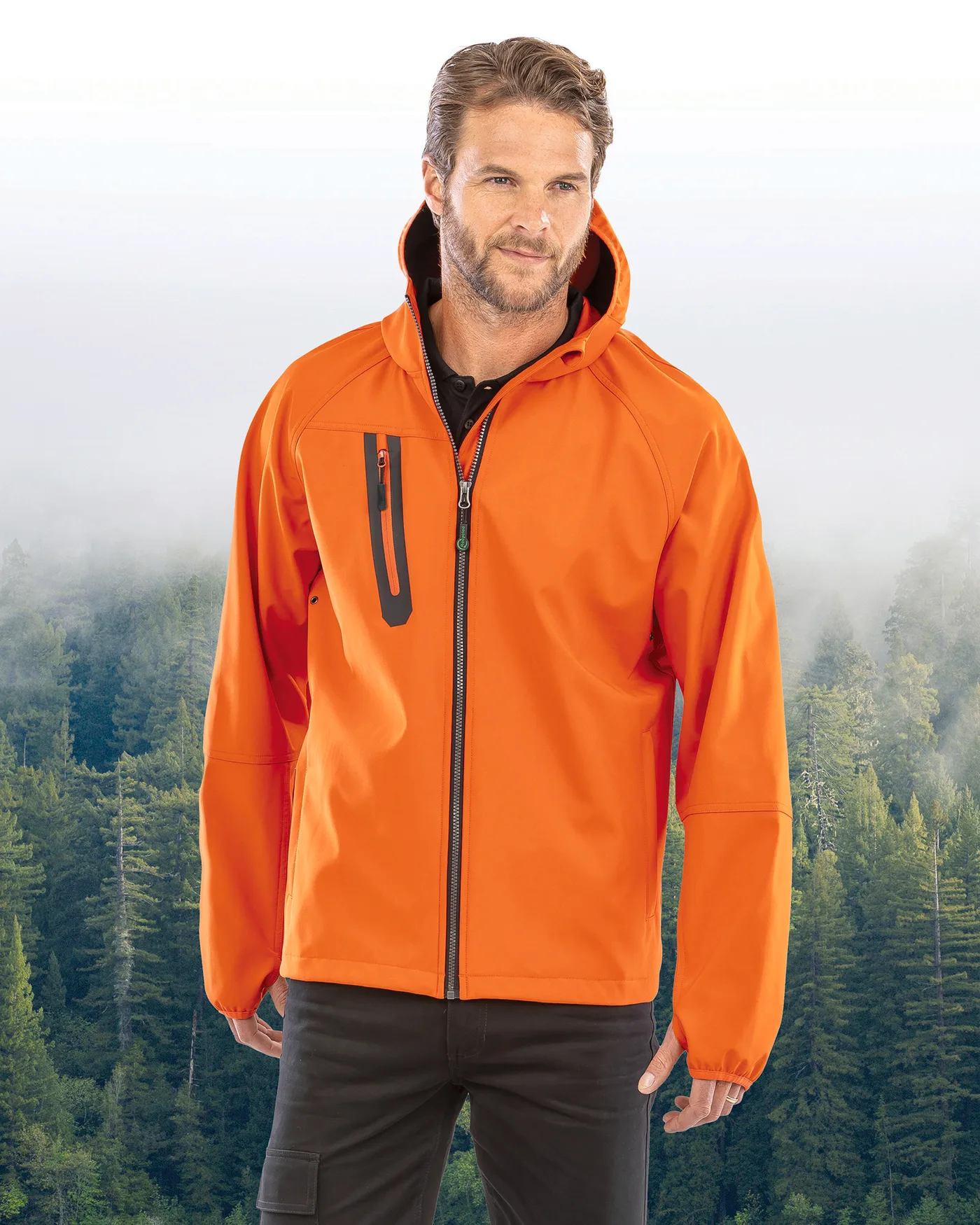 Recycelte 3-Lagen-Softshell-Jacke mit Kapuze, Unisex