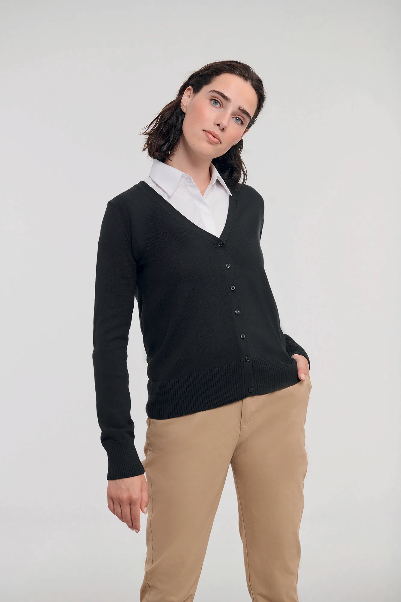 Ladies' V-neck Knitted Cardigan