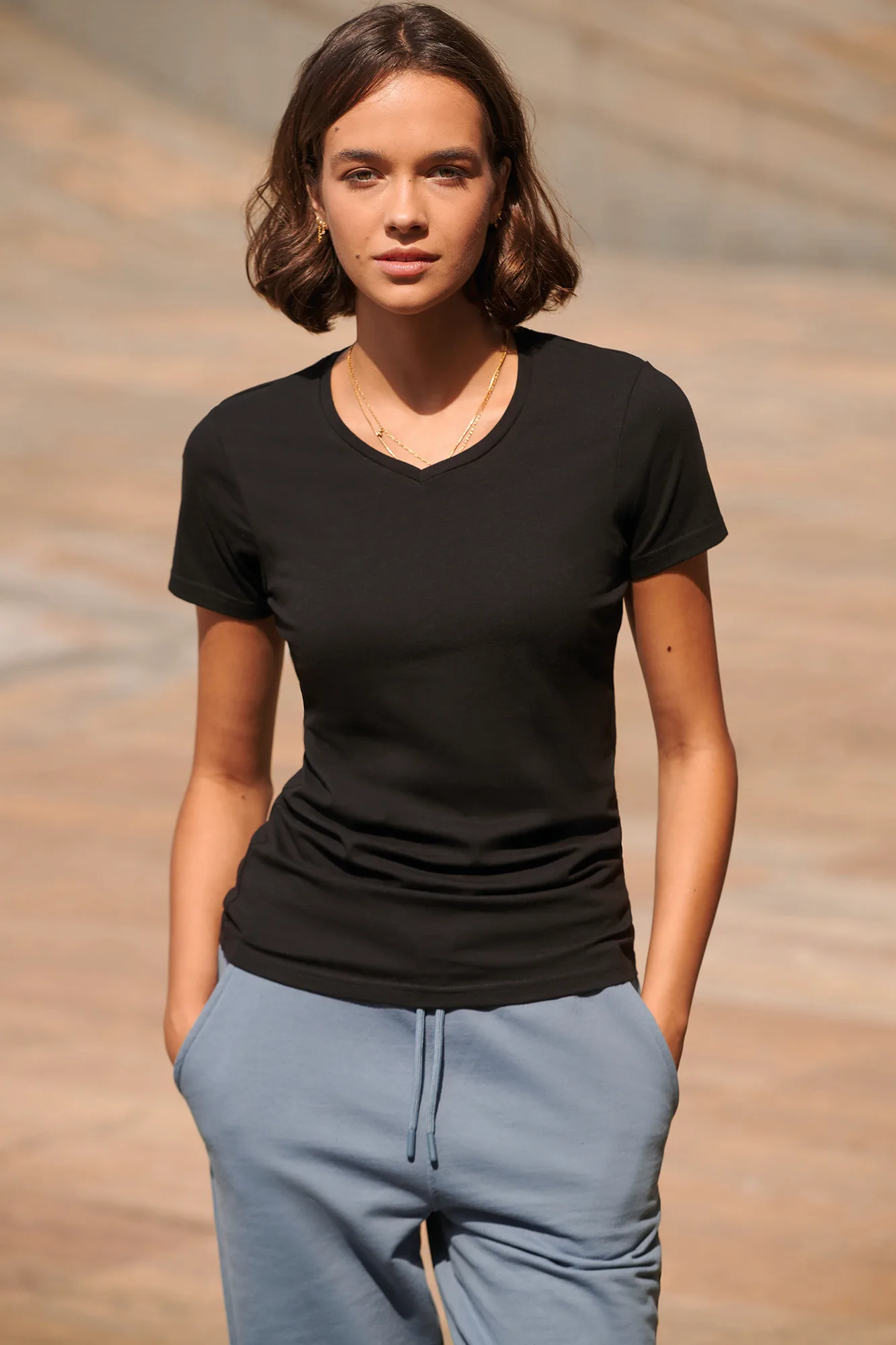 T-shirt femme col v Feel Good