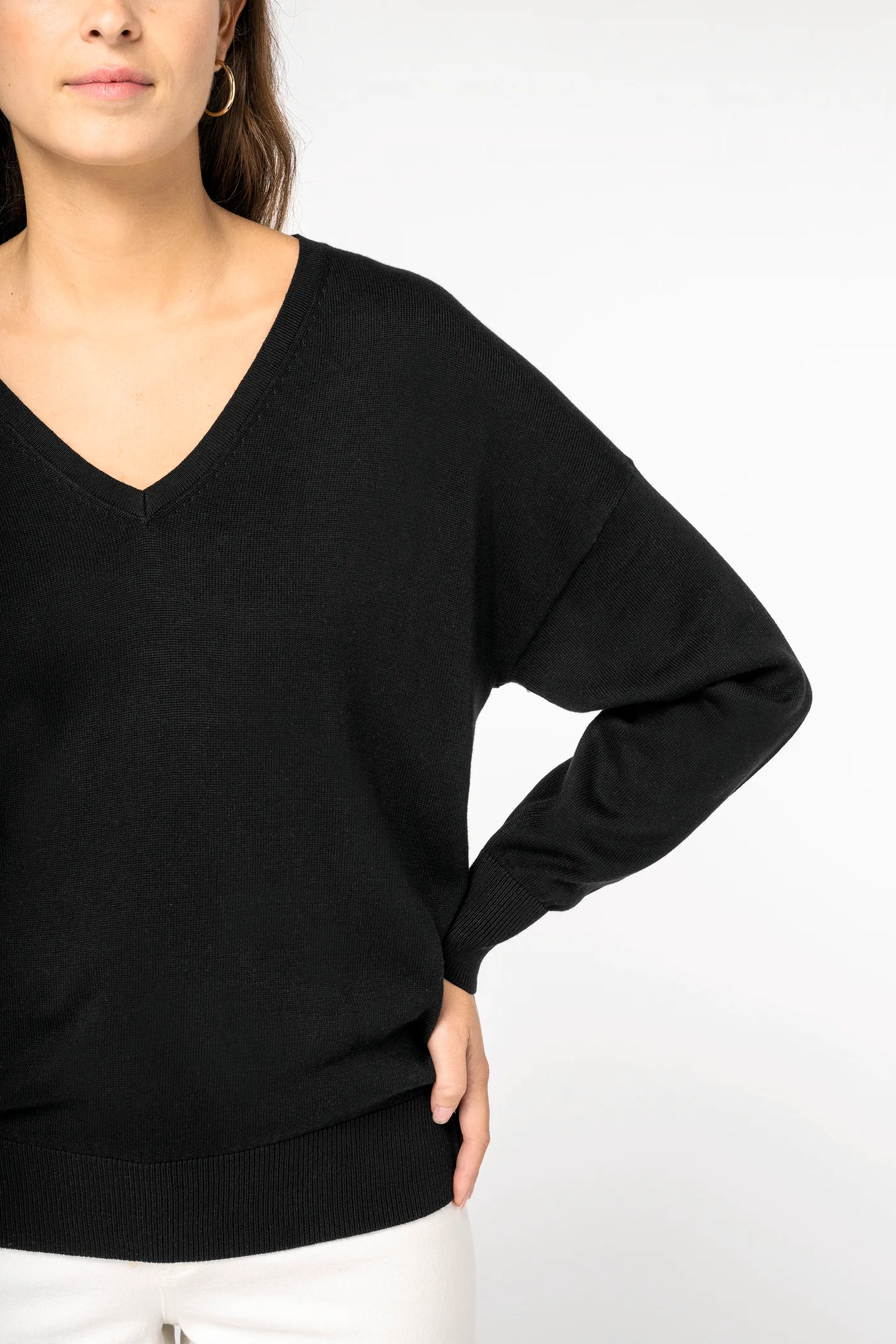 Umweltfreundlicher Damenpullover mit V-Ausschnitt aus Lyocell