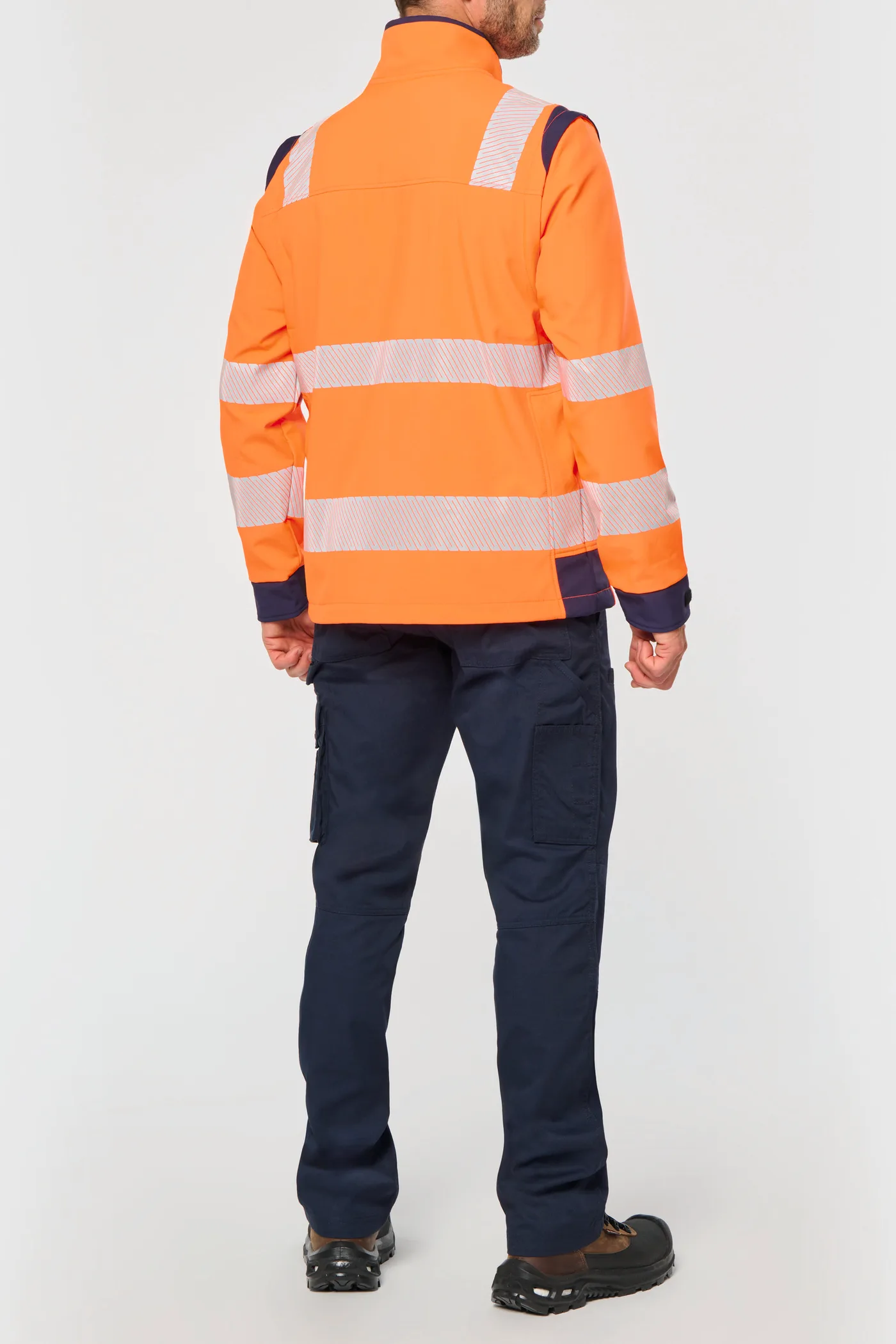 Recycelte Safety Softshell-Jacke mit abnehmbaren Ärmeln
