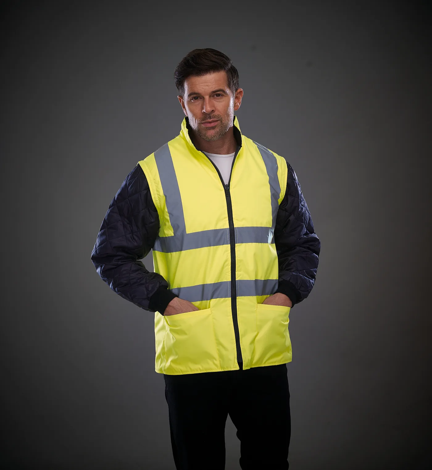 Veste matelassée haute visibilité avec manches détachables