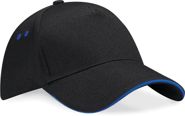 Casquette homme Ultimate à 5 panneaux sandwich contrasté Black / Bright Royal