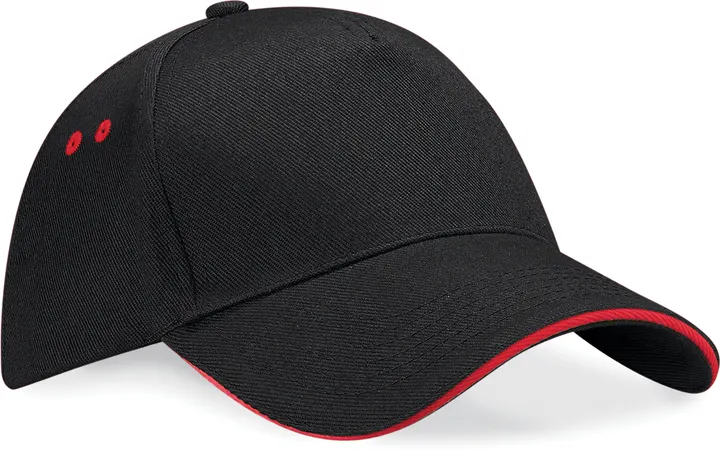 Casquette homme Ultimate à 5 panneaux sandwich contrasté Black / Classic Red