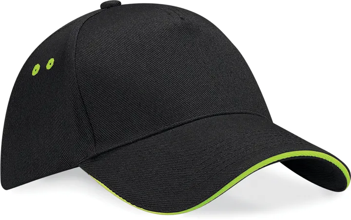 Casquette homme Ultimate à 5 panneaux sandwich contrasté Black / Lime Green