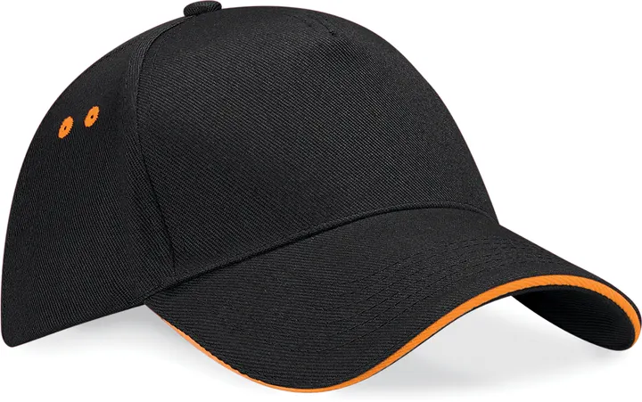 Casquette homme Ultimate à 5 panneaux sandwich contrasté Black / Orange