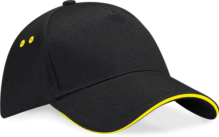Casquette homme Ultimate à 5 panneaux sandwich contrasté Black / Yellow