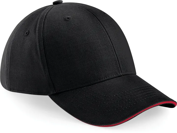 6-Panel-Cap Athleisure Black / Classic Red