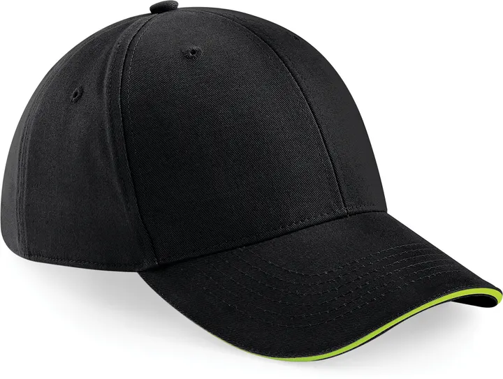 6-Panel-Cap Athleisure Black / Lime Green