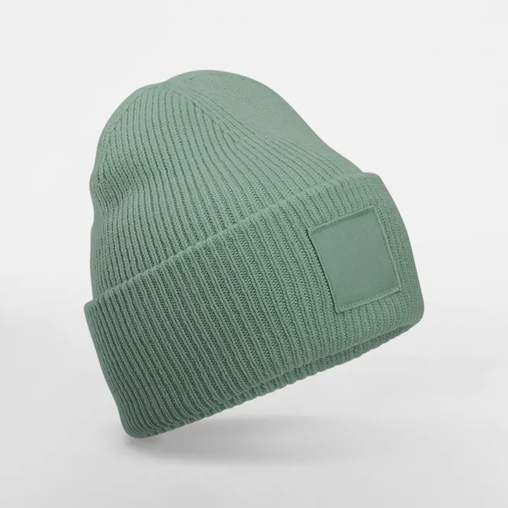 Bonnet à large revers avec patch ton sur ton Dusty Green