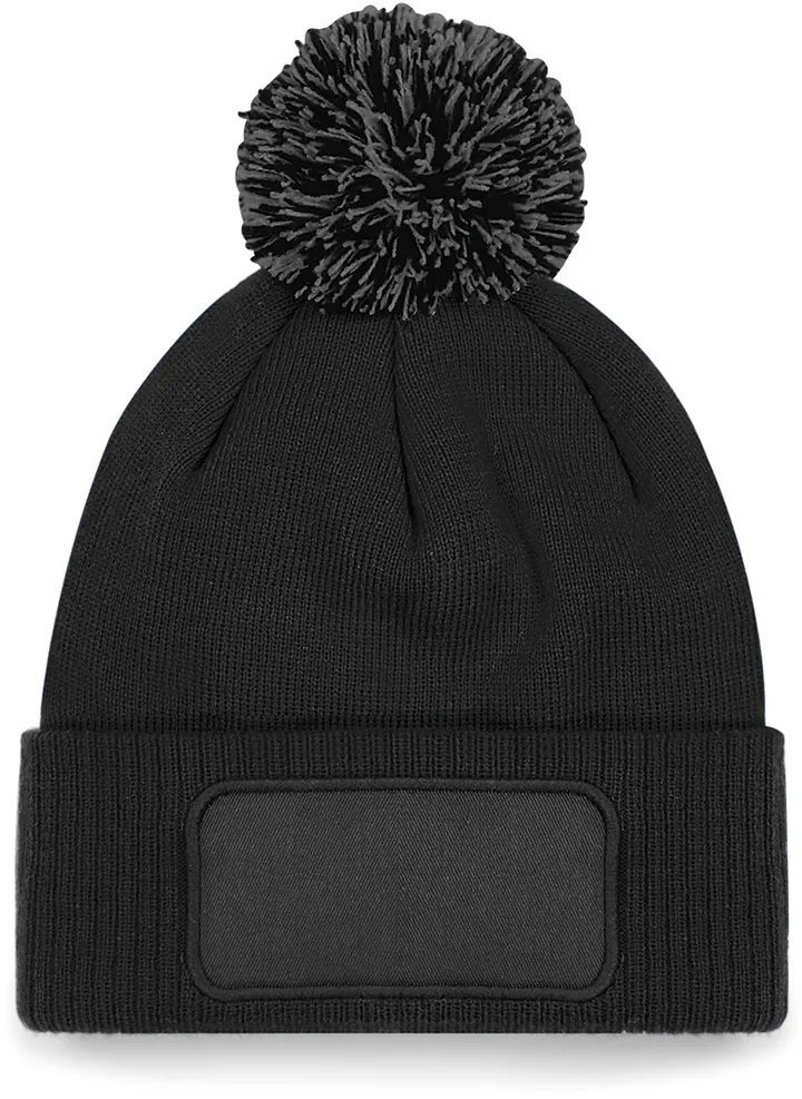 Bonnet à pompon patch Snowstar® Black / Graphite Grey
