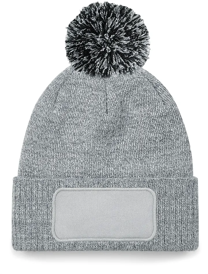Bonnet à pompon patch Snowstar® Heather Grey / Black