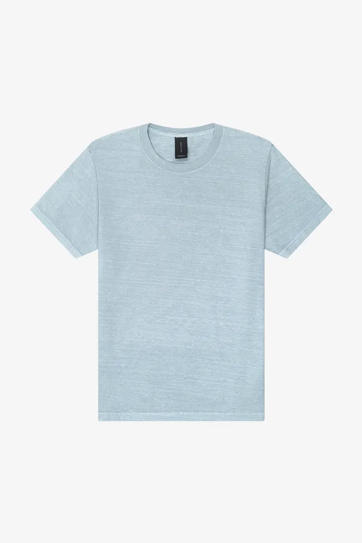 T-shirt délavé épais unisexe Light washed denim