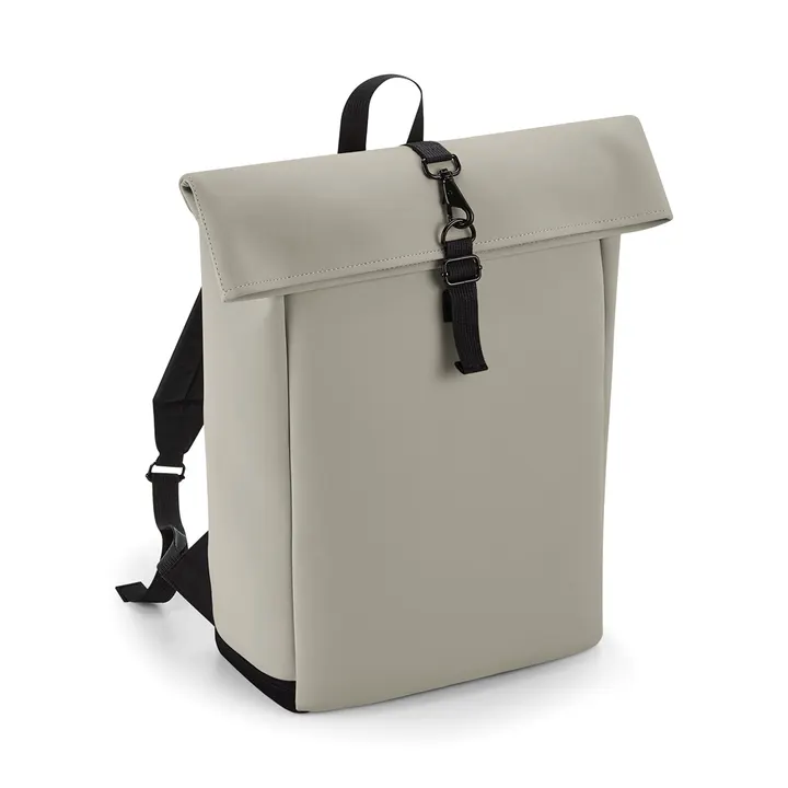 Sac à dos avec rabat roll-top en polyuréthane mat Clay