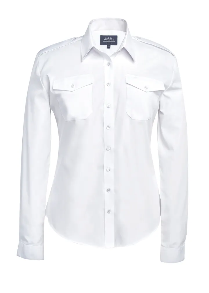 Damen-Pilotenhemd mit langen Ärmeln White