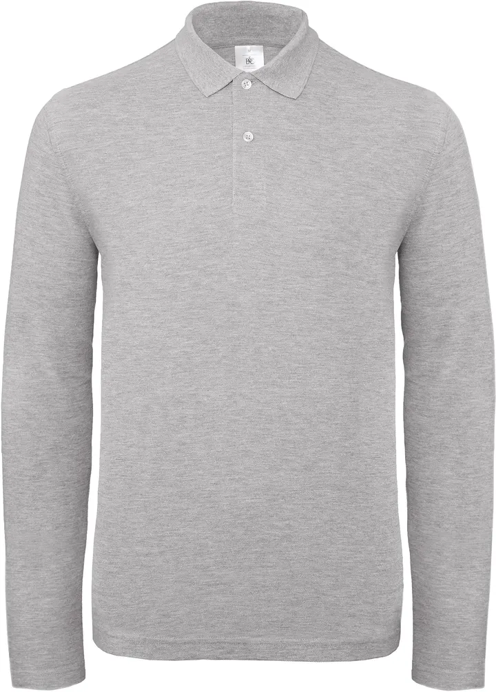 ID.001 Men's long-sleeved polo shirt Heather Grey