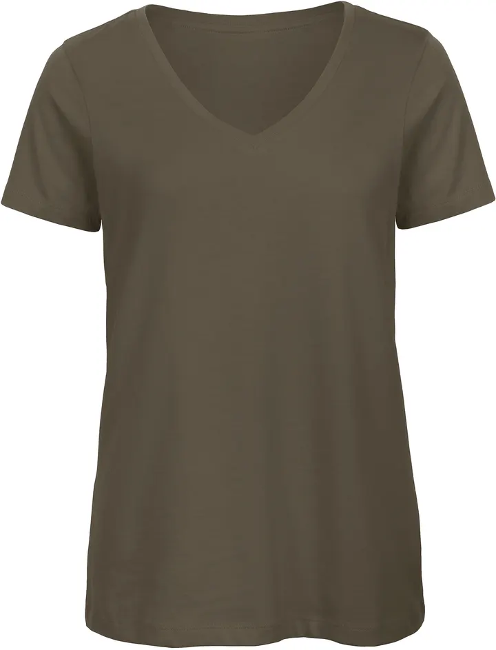 Ladies' Organic Inspire Cotton V-neck T-shirt Khaki