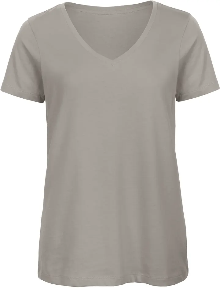 Ladies' Organic Inspire Cotton V-neck T-shirt Light Grey