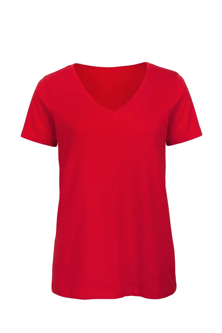 Ladies' Organic Inspire Cotton V-neck T-shirt Red
