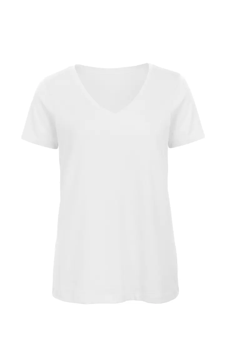 Ladies' Organic Inspire Cotton V-neck T-shirt White