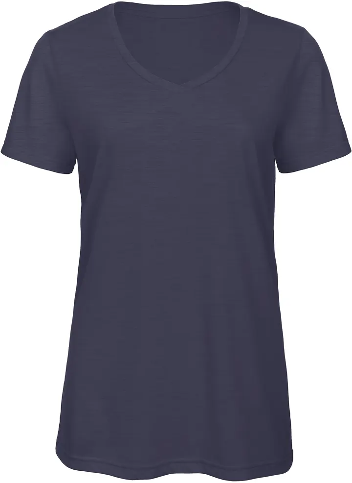 T-shirt Triblend col V Femme Heather Navy