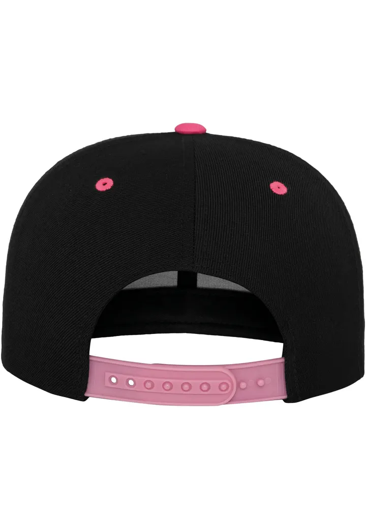 Zweifarbige Classic Snapback Cap BLACK / Neon Pink