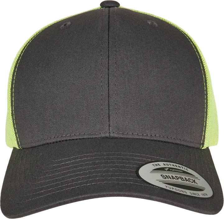 Casquette retro trucker bicolore Charcoal / Neon Green