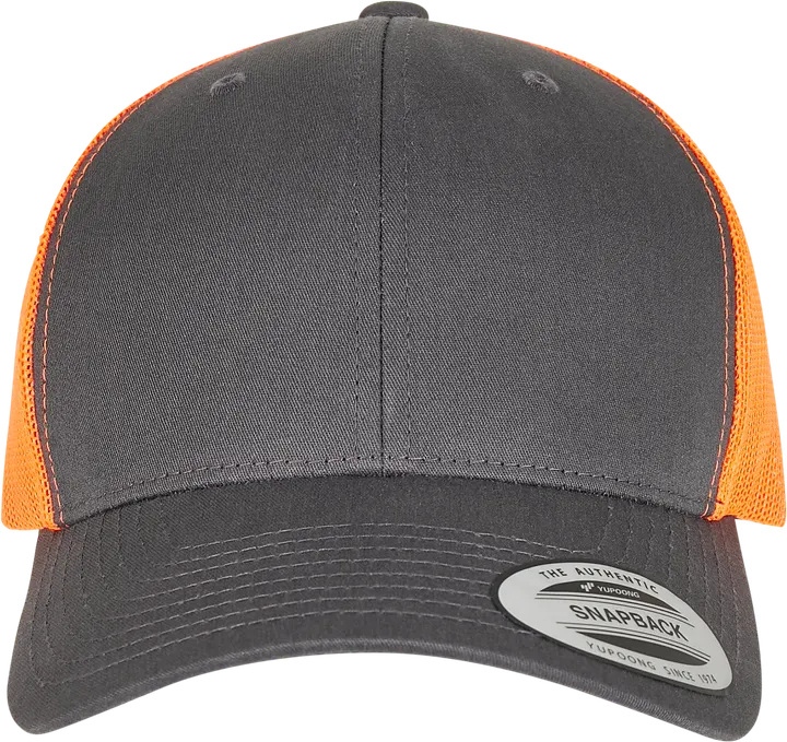 Casquette retro trucker bicolore Charcoal / Neon Orange