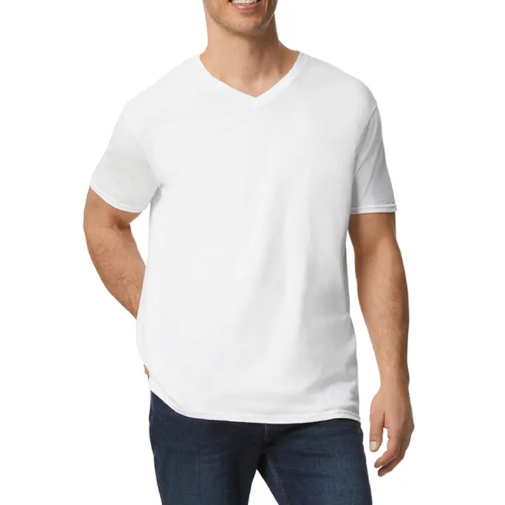 T-shirt homme col v Softstyle White