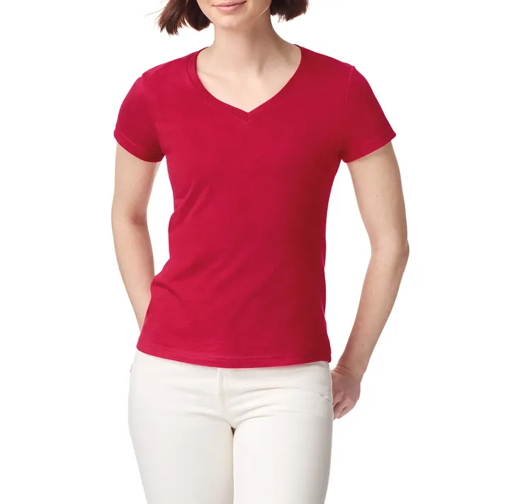 T-shirt femme col v Softstyle Cherry Red