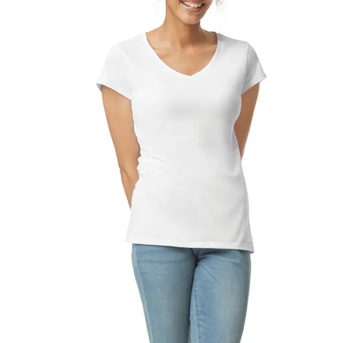 T-shirt femme col v Softstyle White