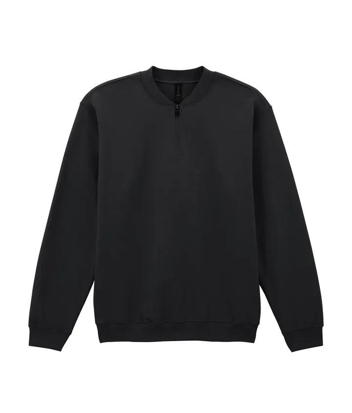 Sweatshirt aus Molton 1/4 Reißverschluss Black