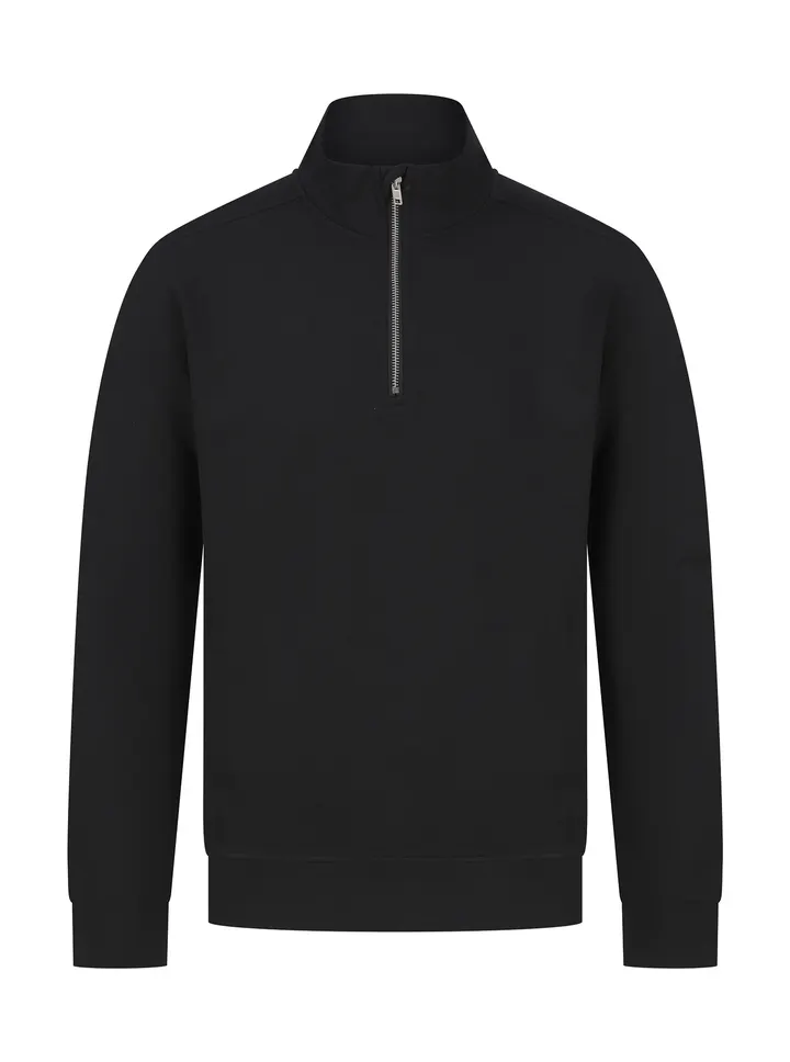 Sweat-shirt col zippé unisexe Black