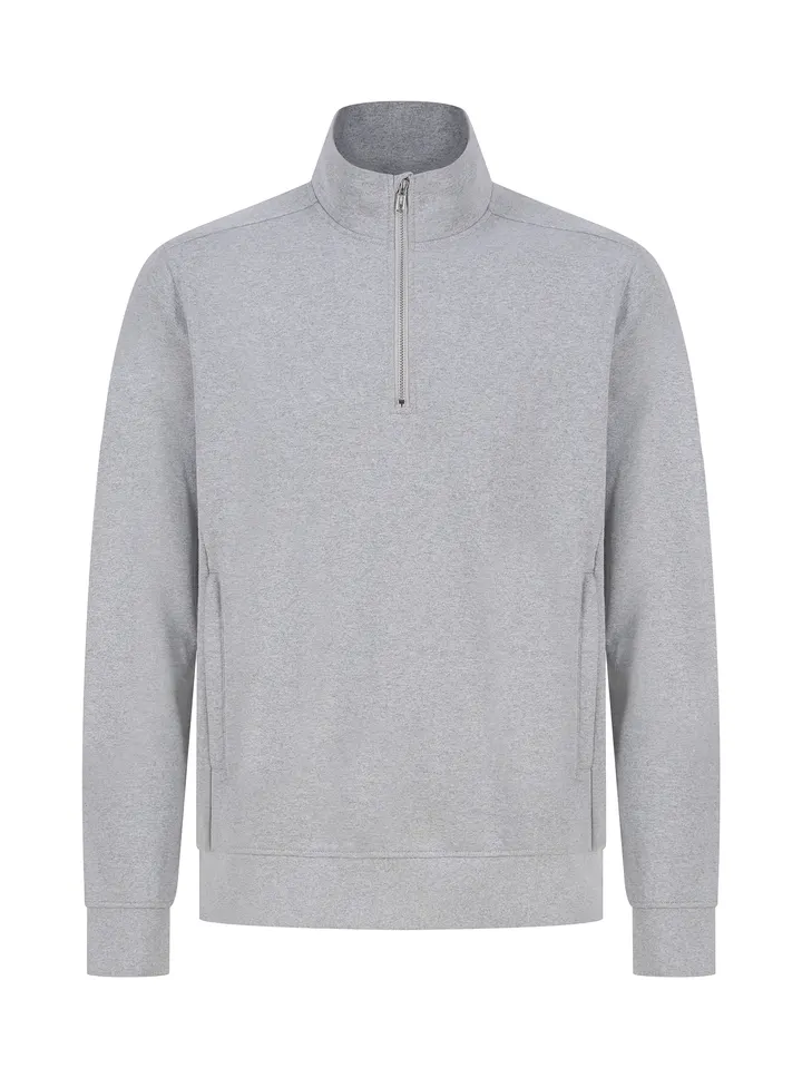 Sweat-shirt col zippé unisexe Heather Grey