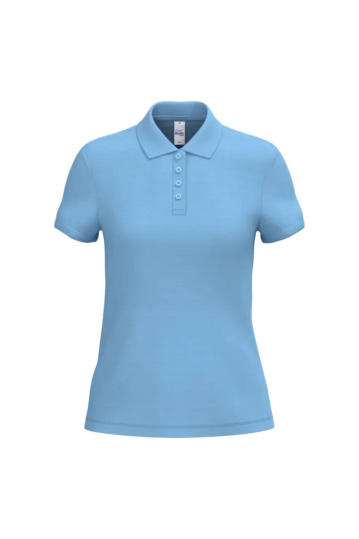 Damen Piqué-Poloshirt Ideal Sky Blue