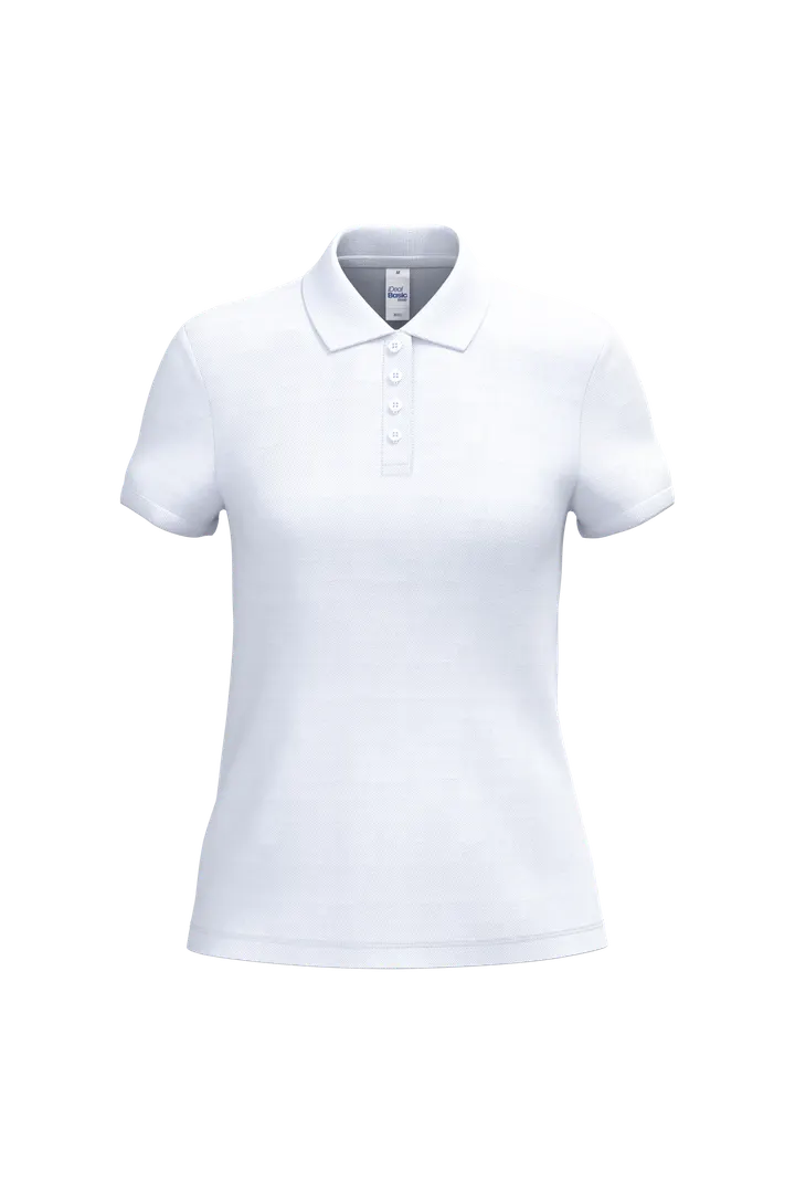 Damen Piqué-Poloshirt Ideal White